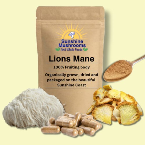 Organically grown, Australian, Dried Lions Mane Mushrooms. 100% fruiting body only