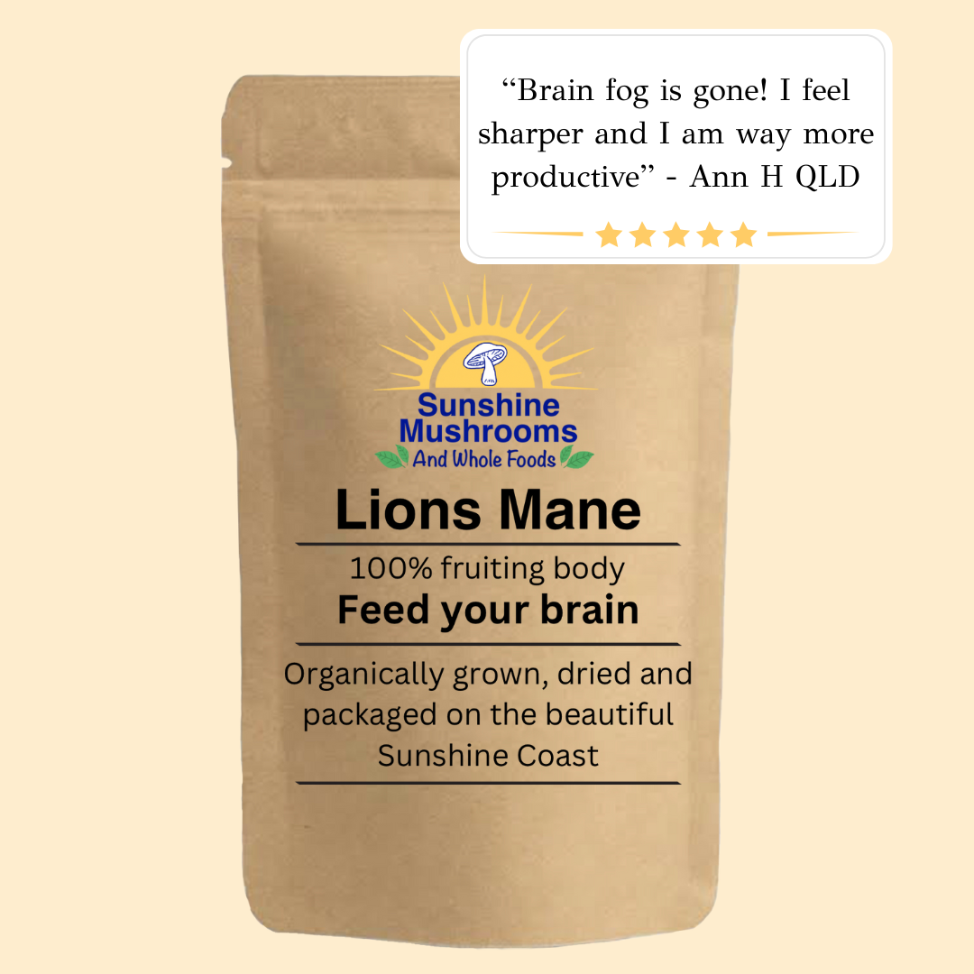 Organically grown, Australian, Dried Lions Mane Mushrooms. 100% fruiting body only